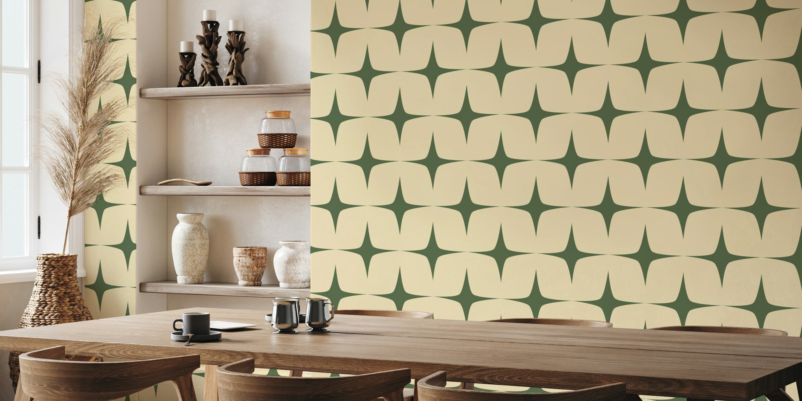 Papel de parede Starburst Jade Ivory em um quarto