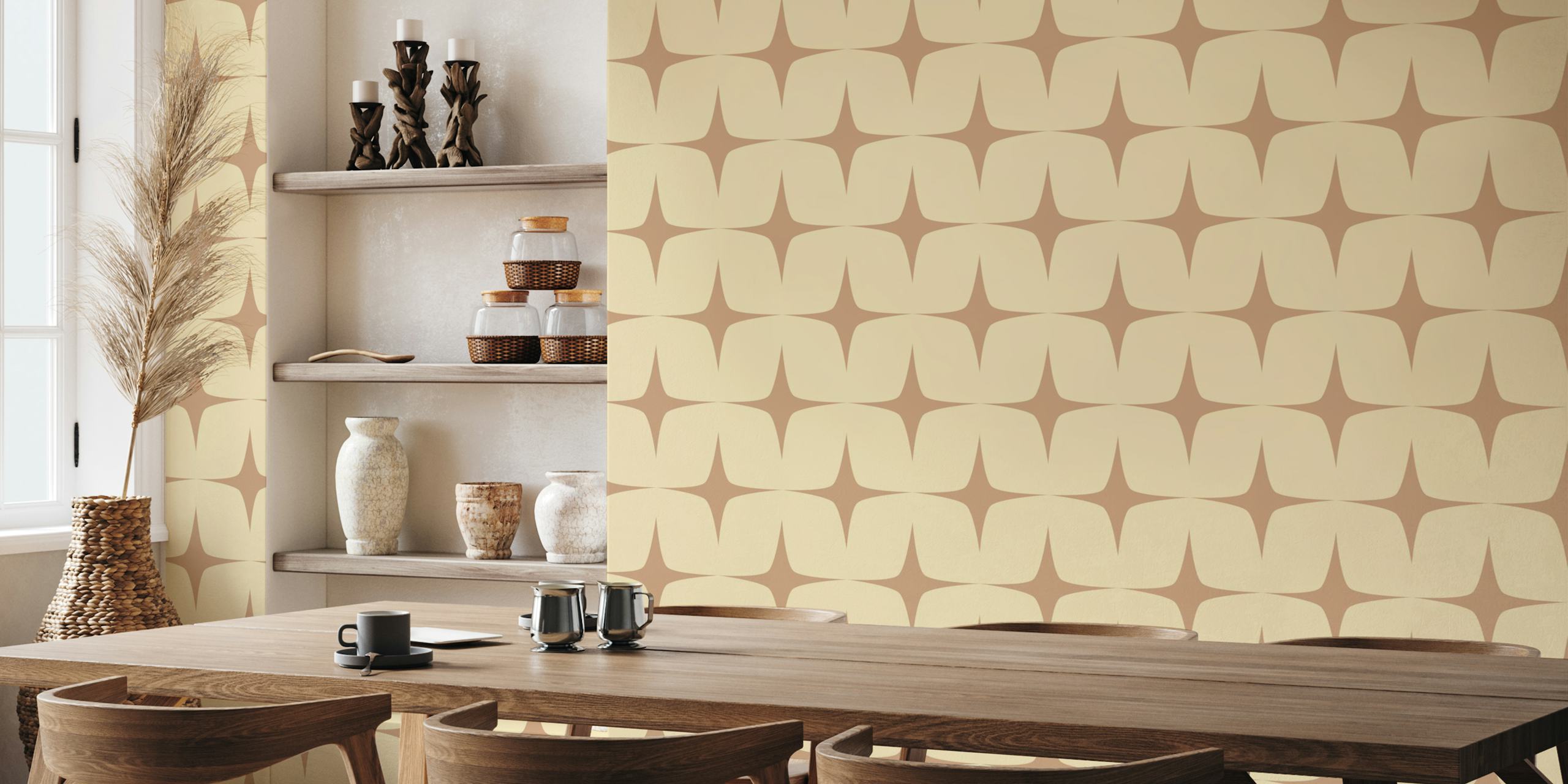 Starburst Ivory Mauve wallpaper in a room