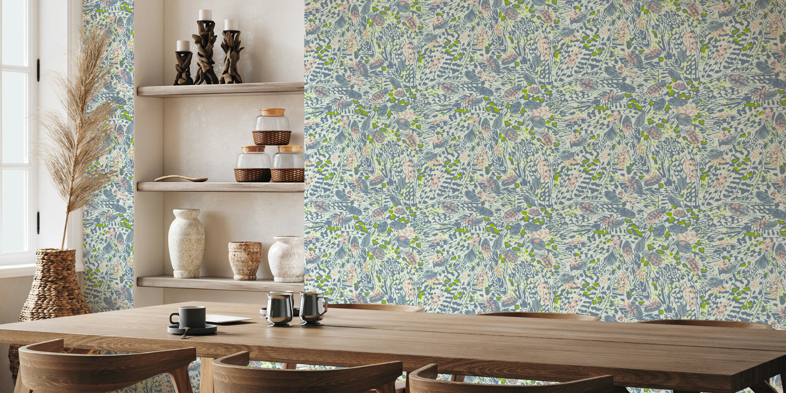 Animal print green fusion tapet i interiøret