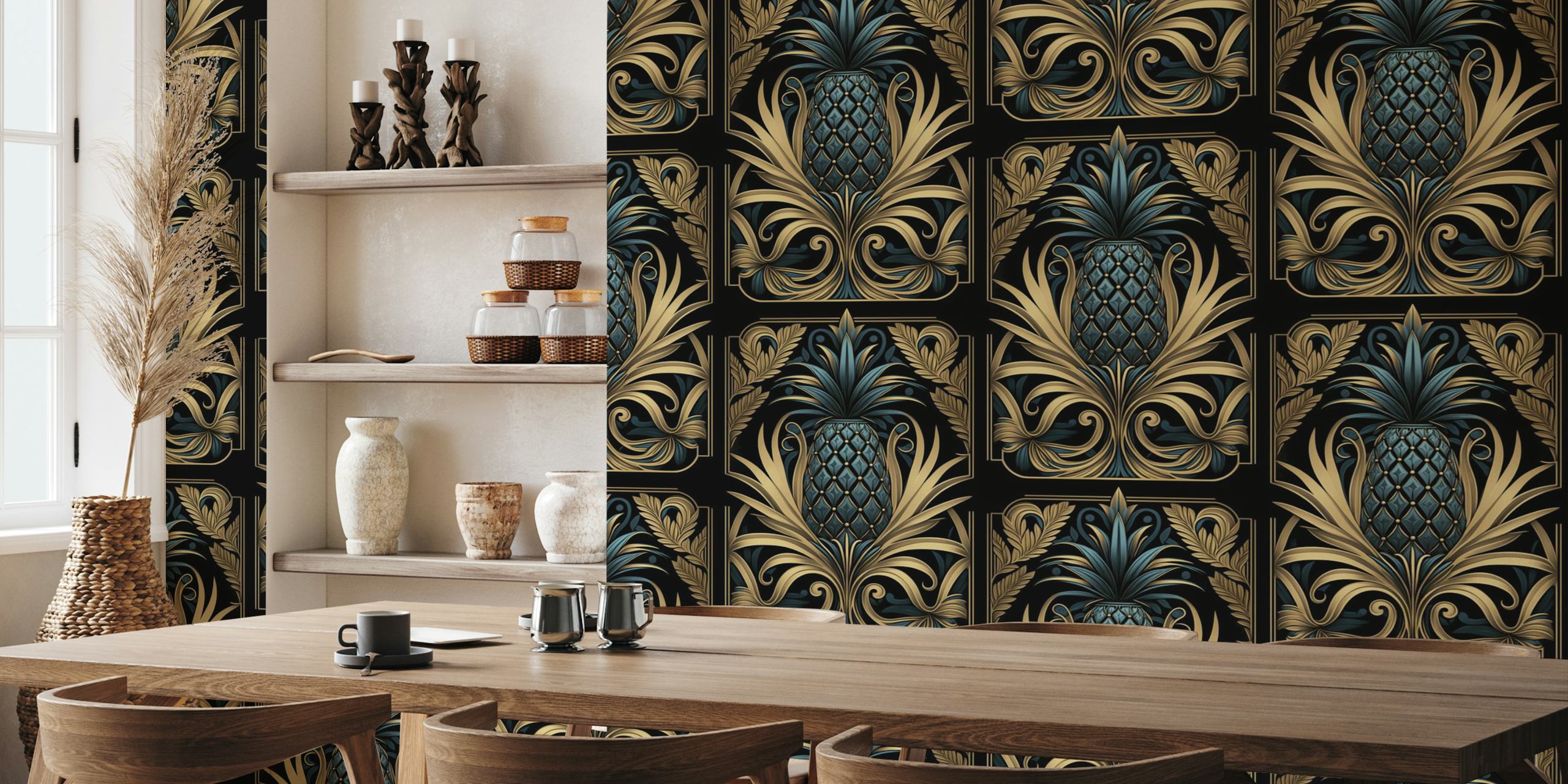 Art Deco Pineapple Luxury wallpaper in a room