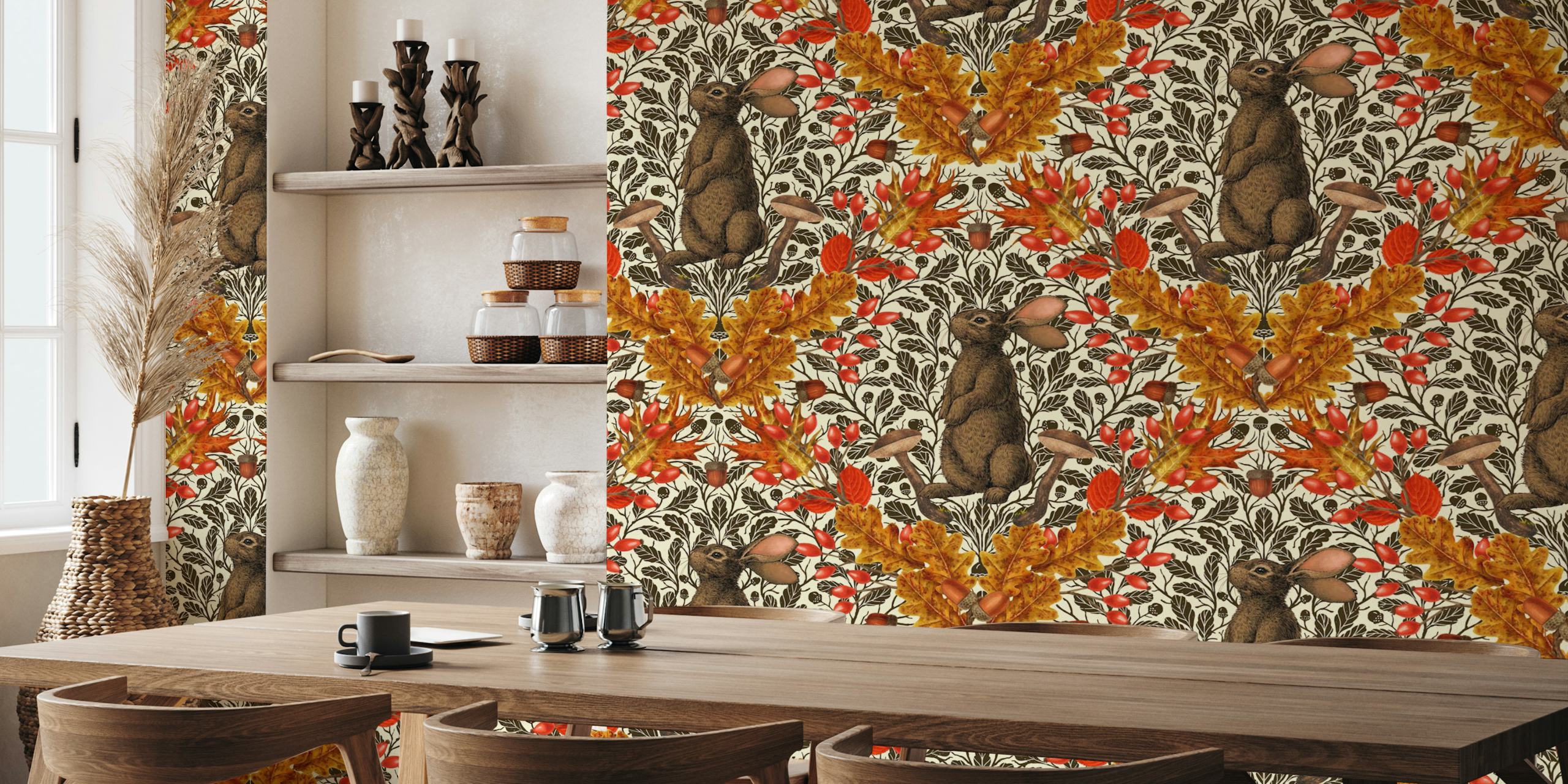 Autumn rabbit wallpaper in un ambiente di stanza