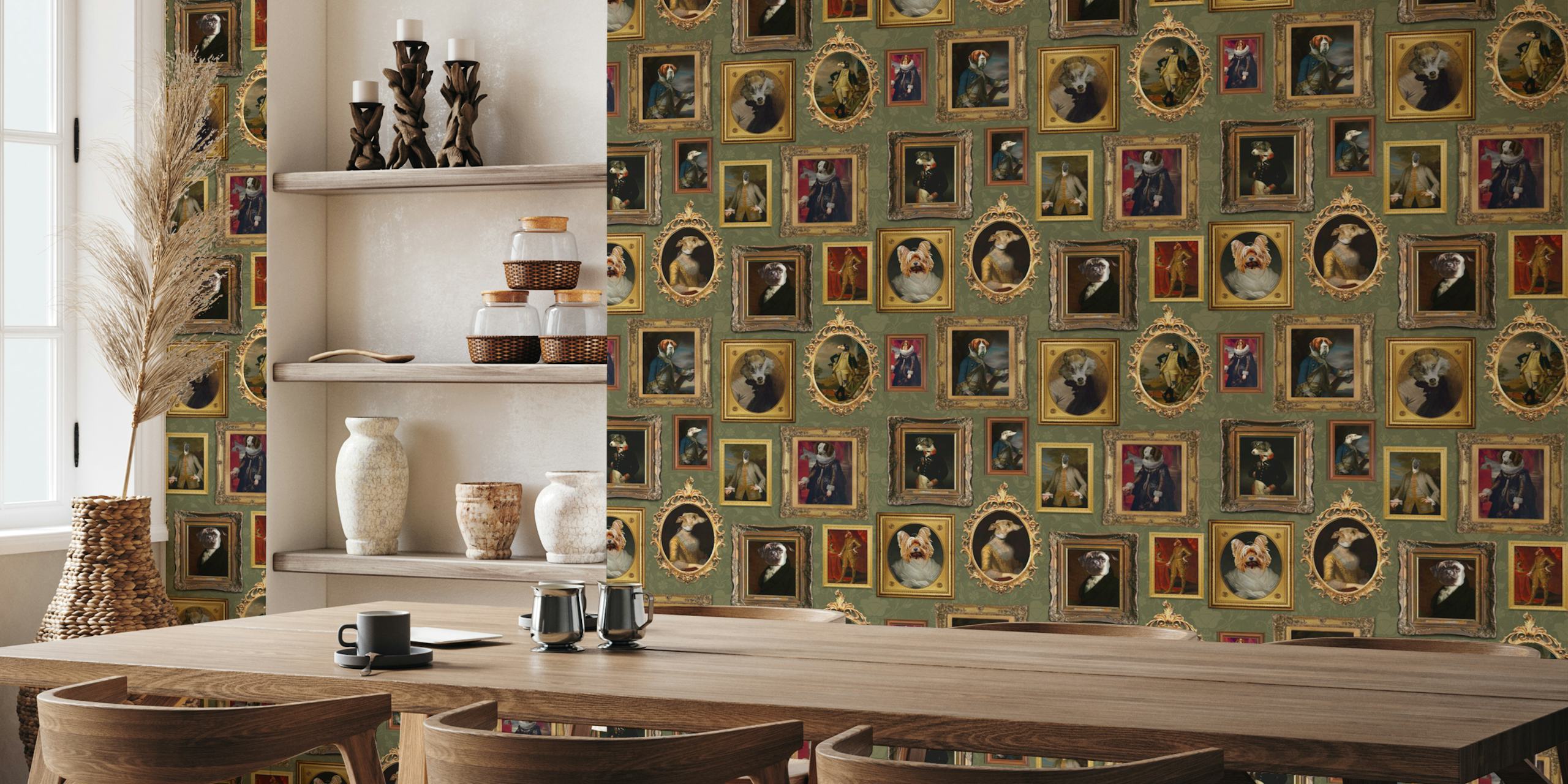 Famous Dogs Museum Wall Green en una habitación