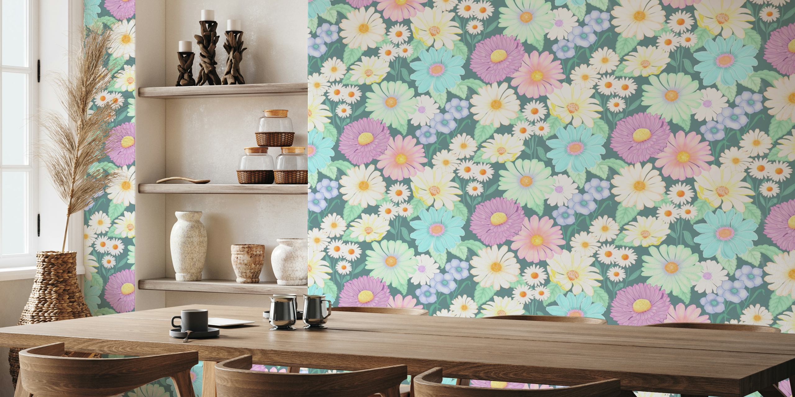 Χρωματιστός floral σχεδιασμός σε ένα δωμάτιο