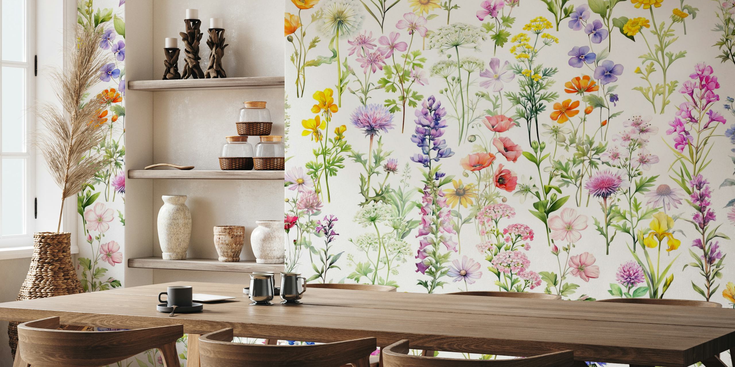 Wildflowers wallpaper που εμφανίζεται σε ένα δωμάτιο