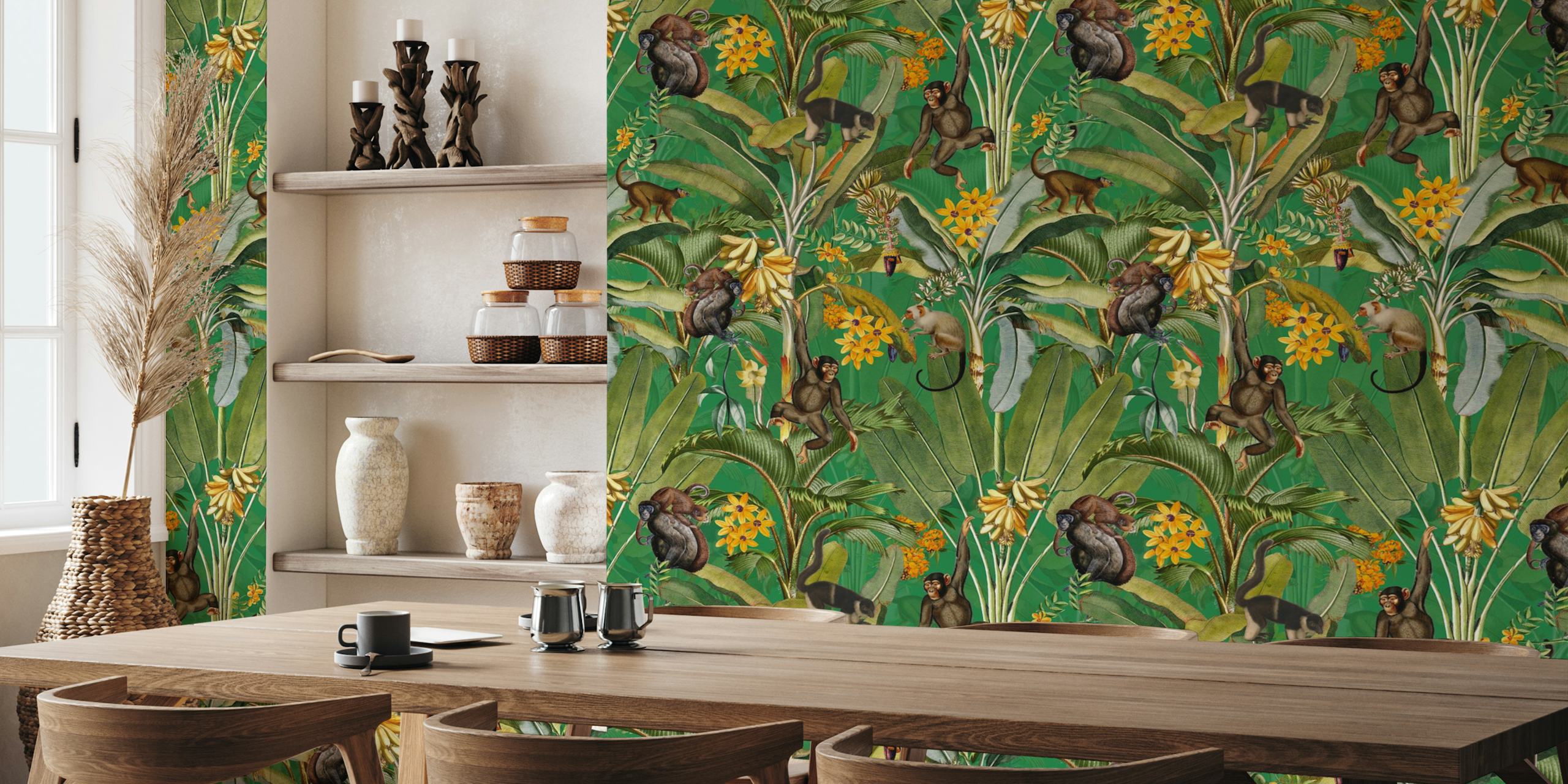 Monkeys in a grön djungel design