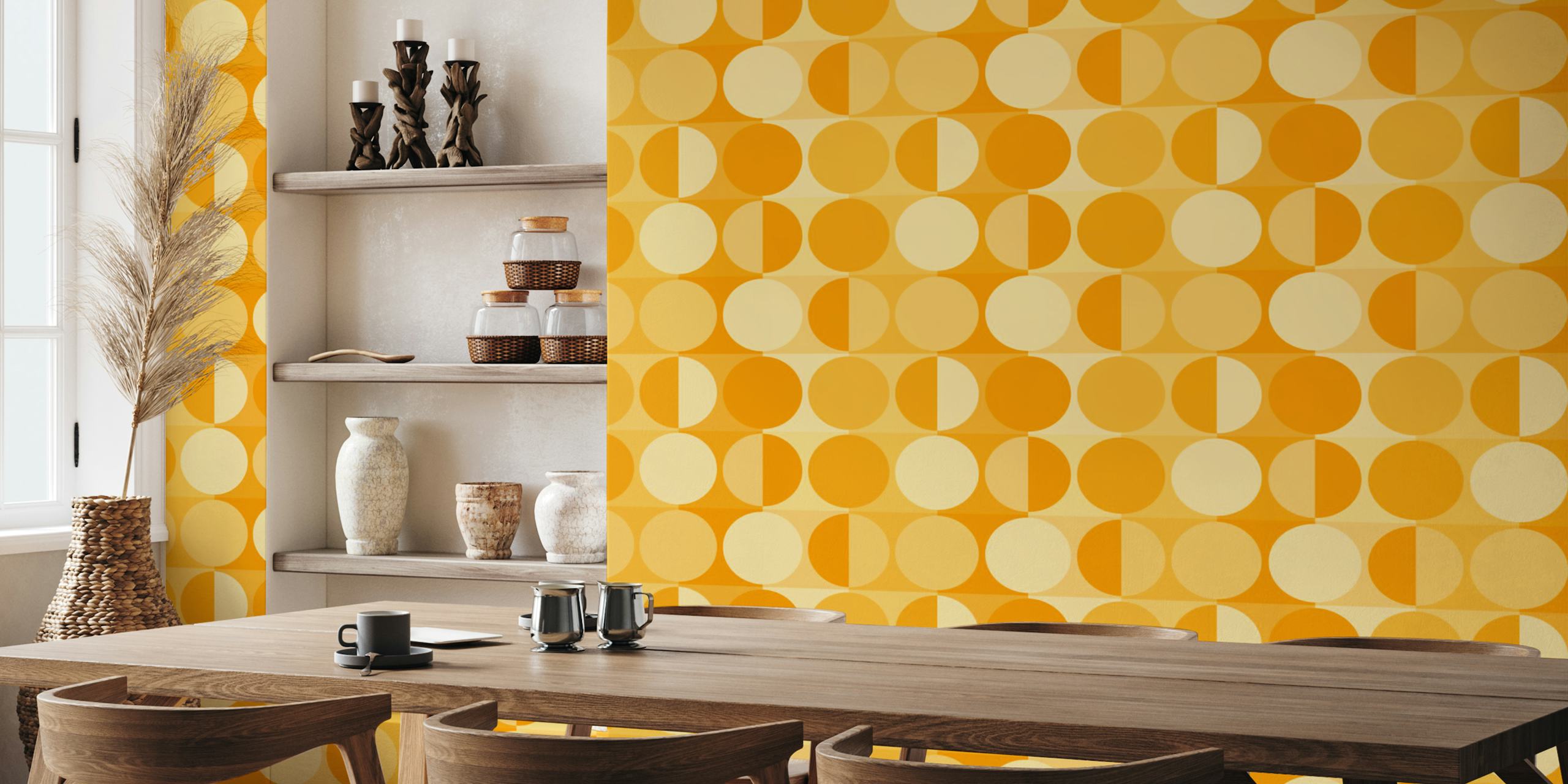 SS - Minimal yellow sun Tapete in einem Raum
