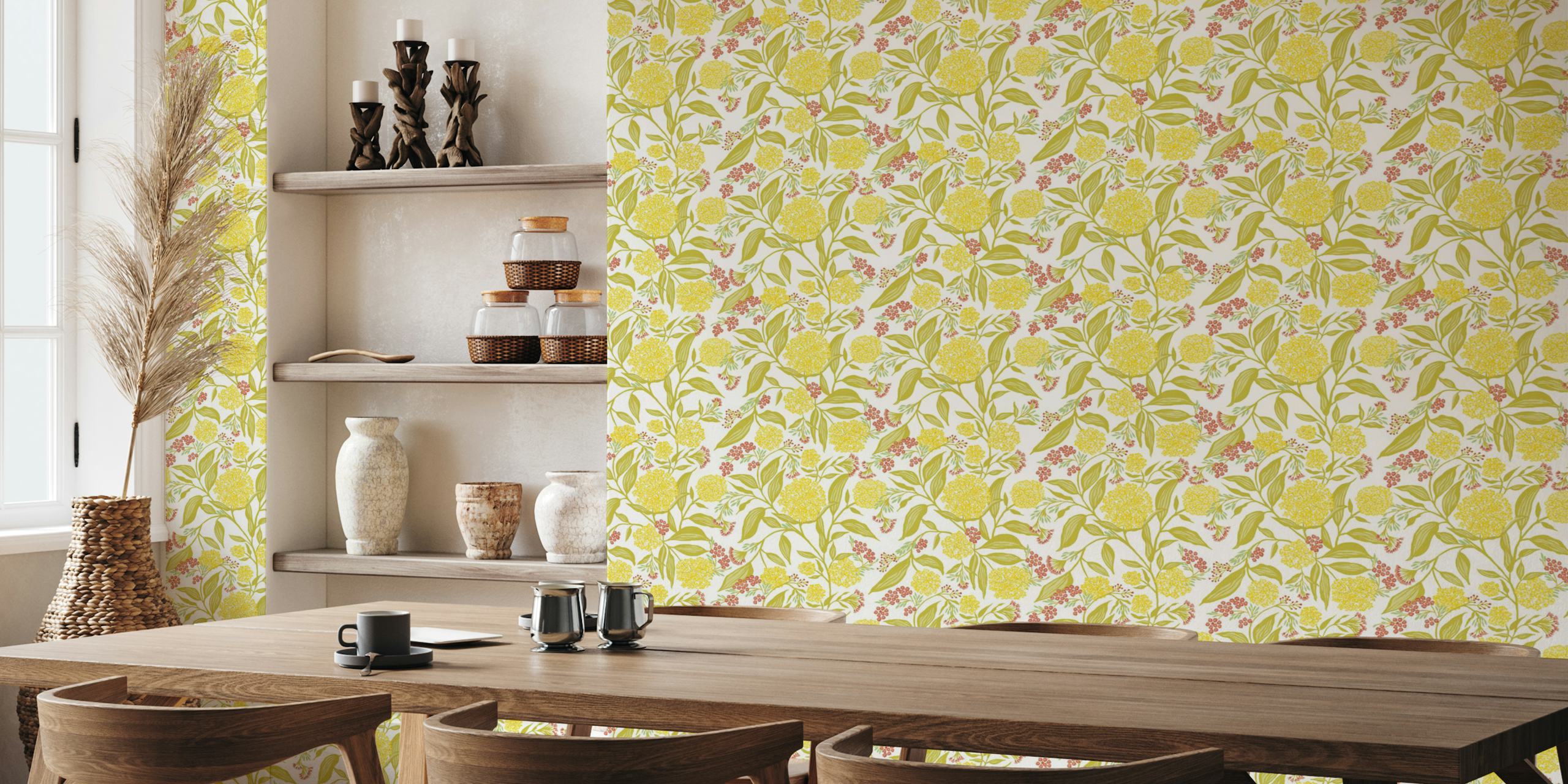 Silkweed floral wallpaper in a room