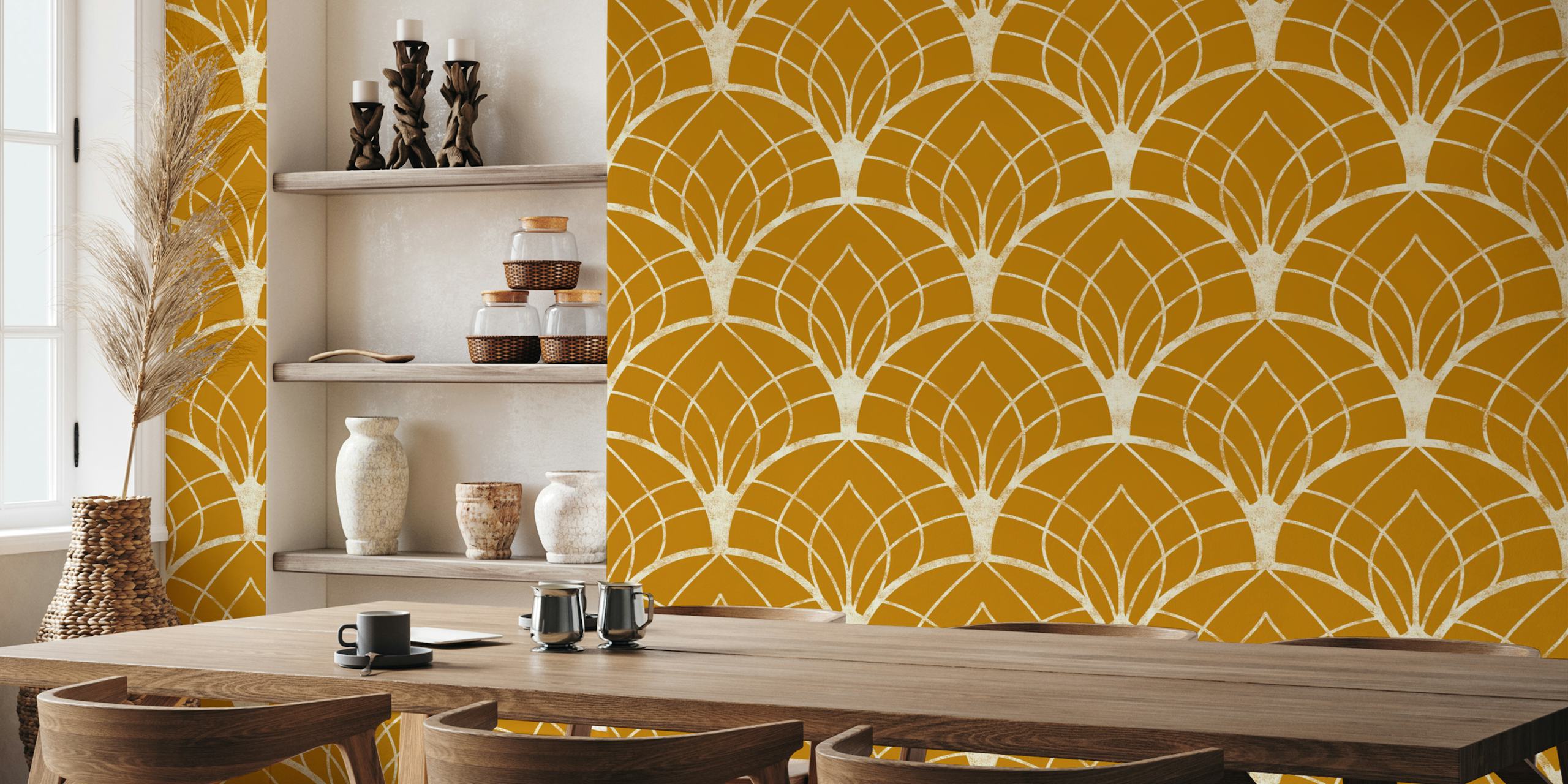 Art Deco Art 2 distressed ochre tapet i et rum