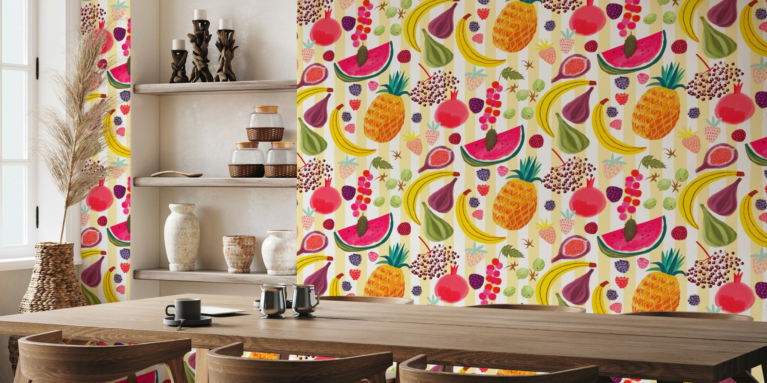Vibrant fruit splash tapet i et rommiljø