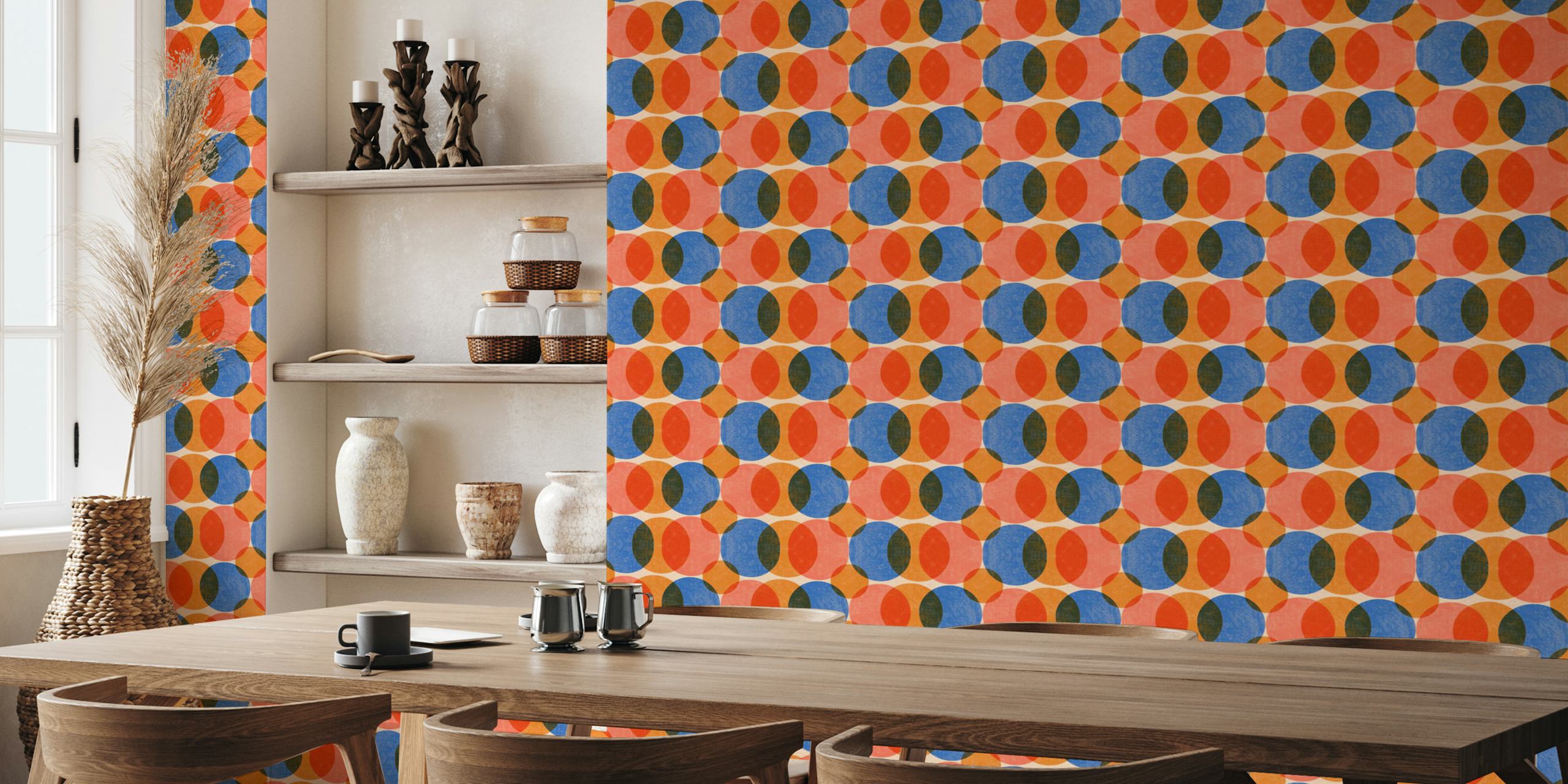 Mid century wallpaper design with colorful dots
