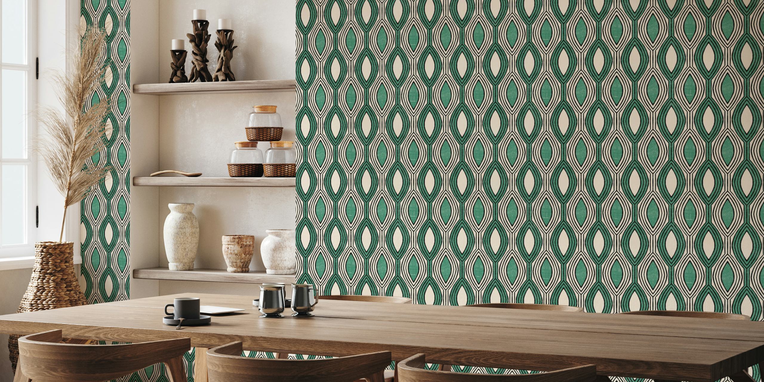 Daya green wallpaper in a living room