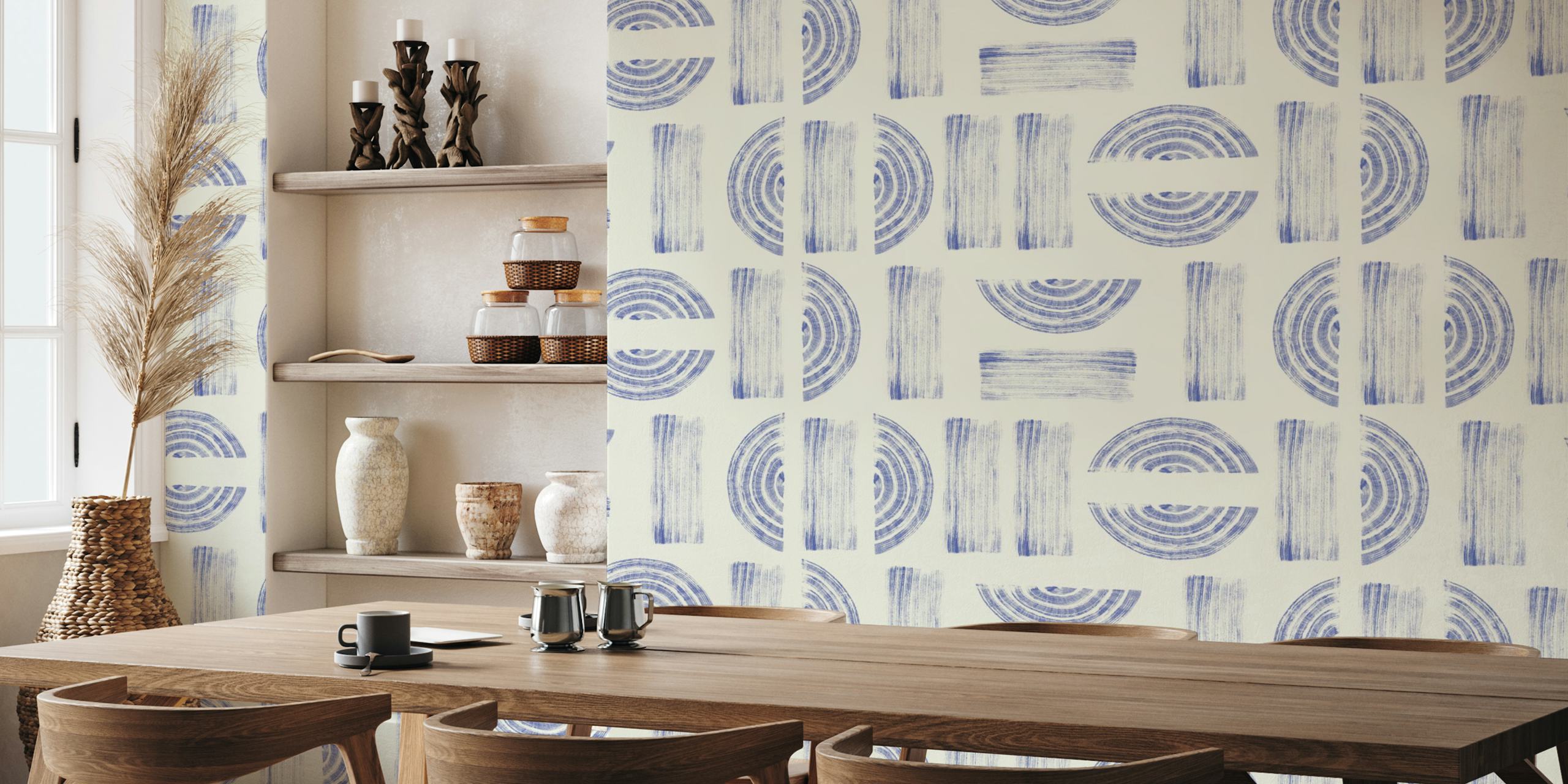Papel de parede Serene Geometrics em um quarto