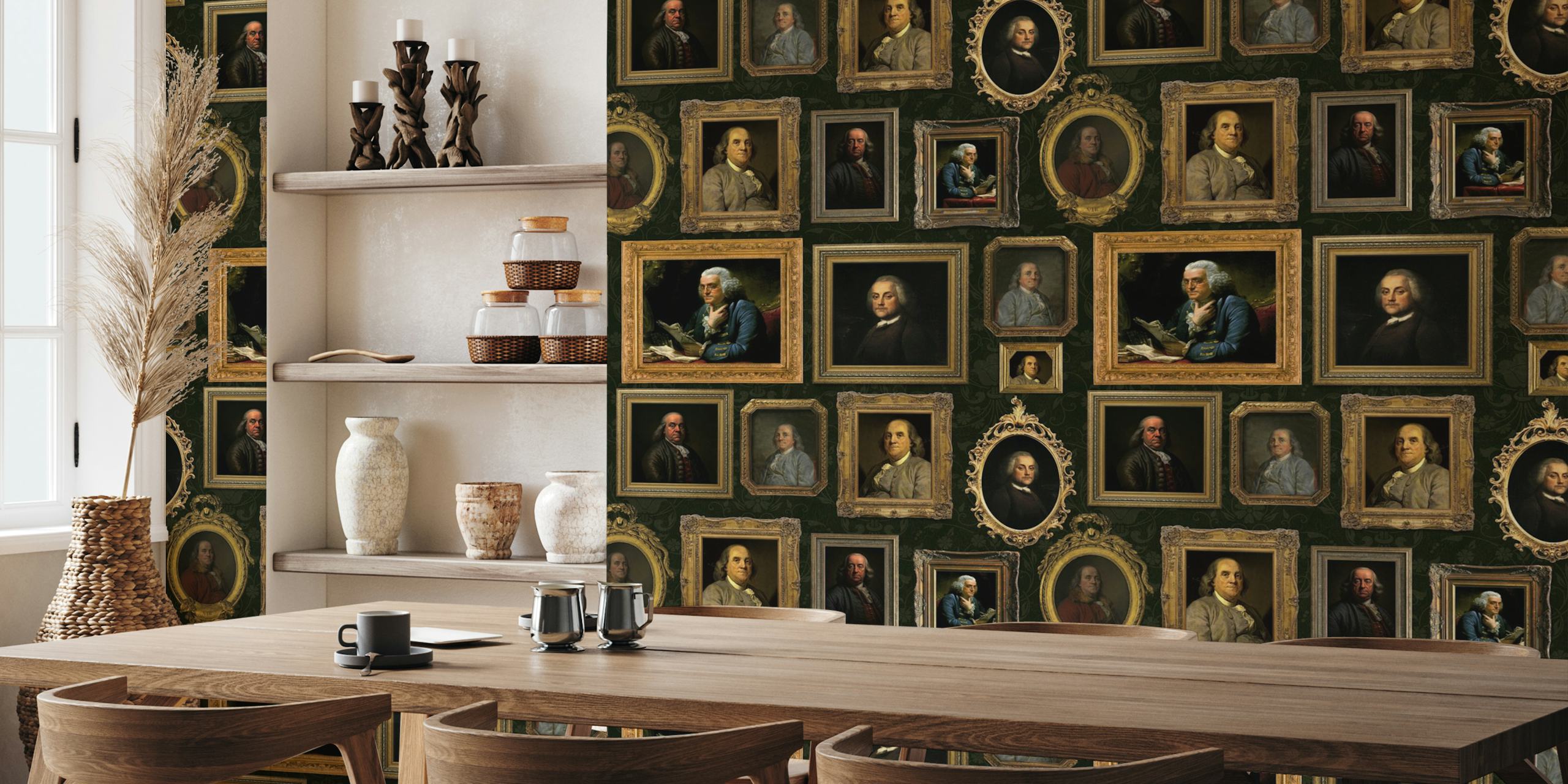 Museum Wall behang met portretten van Benjamin Franklin