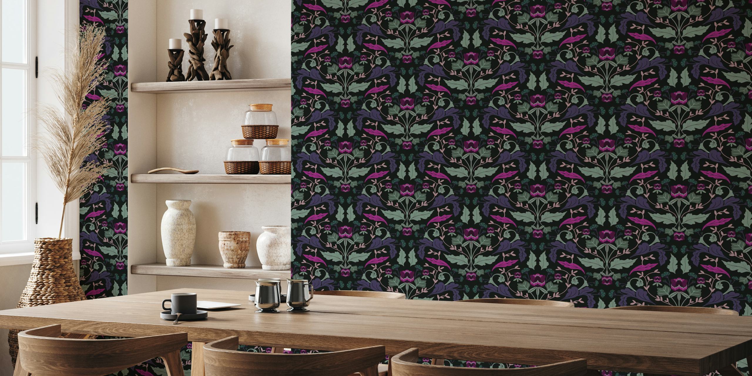 Design della carta da parati Dark Victorian Tulip Flowers