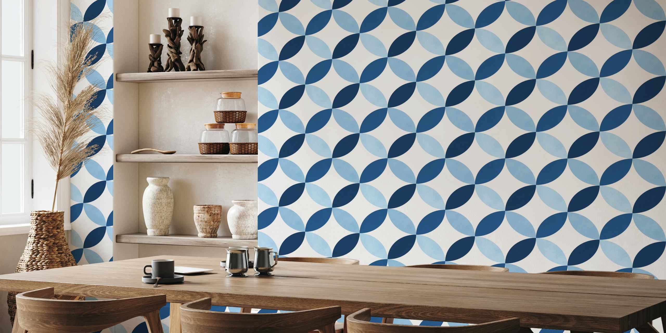Papier peint Blue geometric pattern dans une pièce