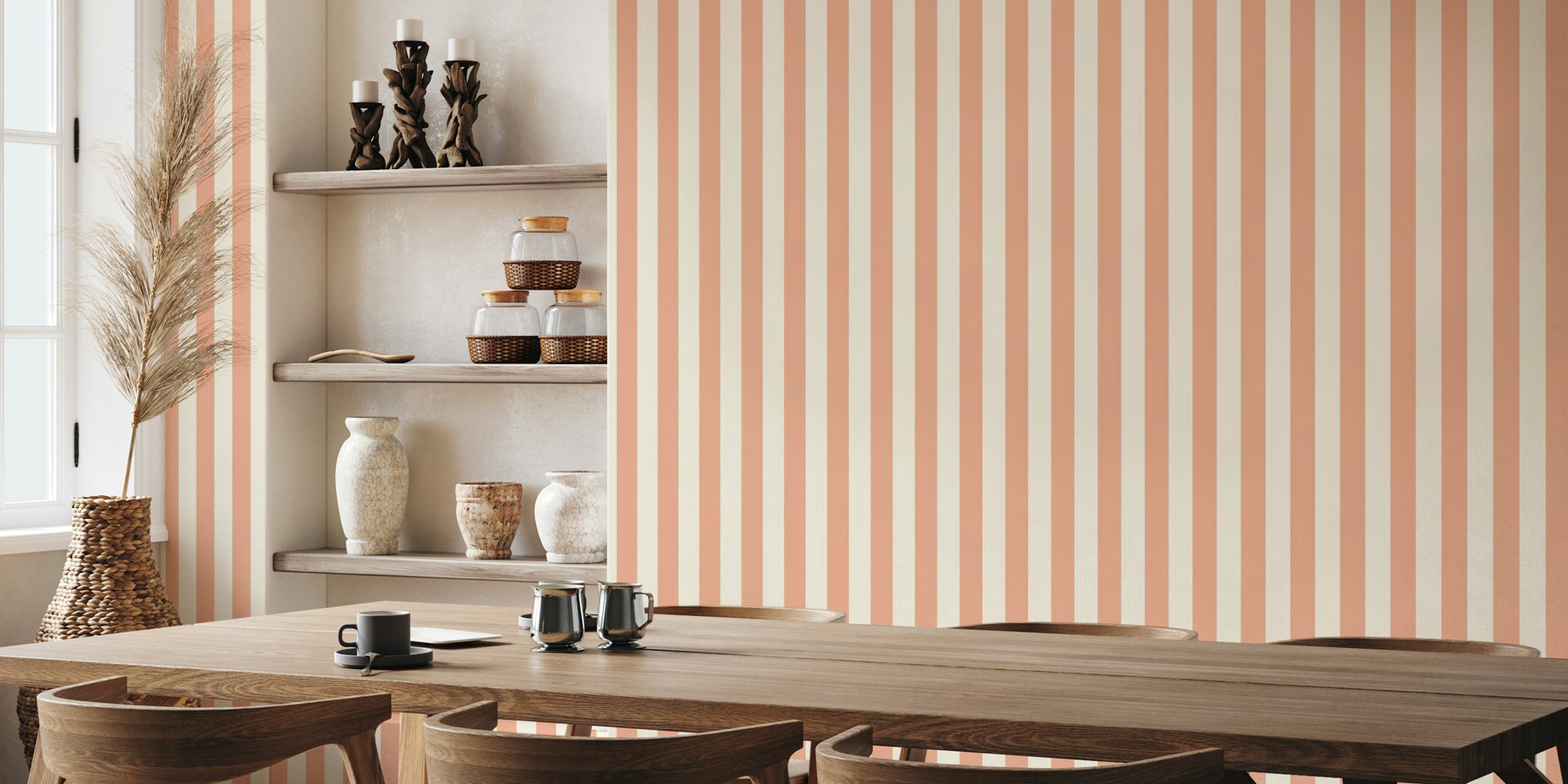 Tender stripes medium wallpaper in pink and white