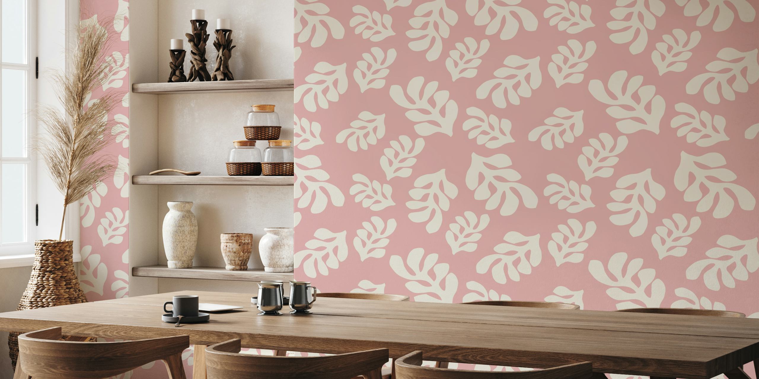 Pink Matisse art wallpaper in a room