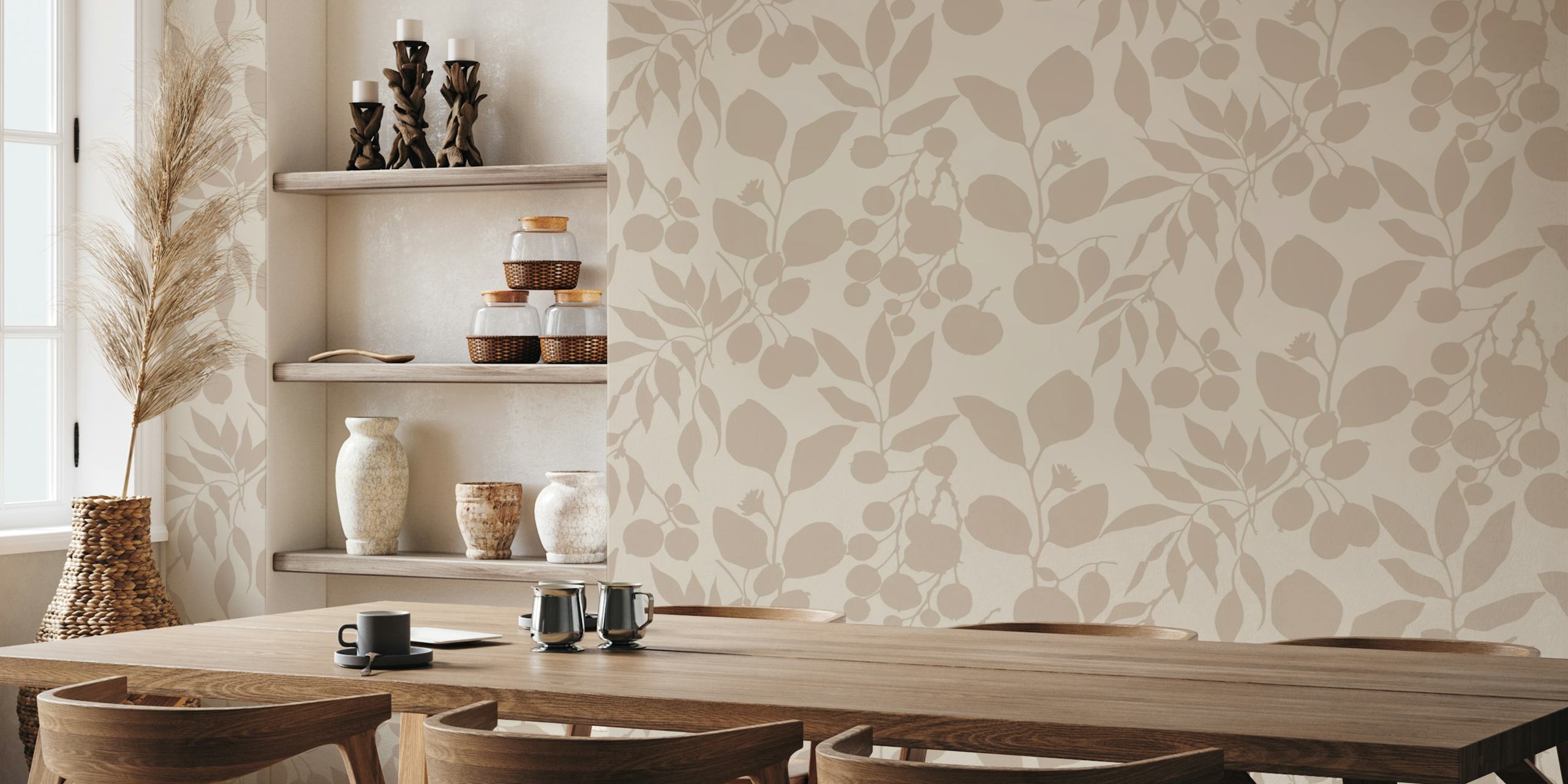 Fruit And Foliage Japandi Minimalist wallpaper design