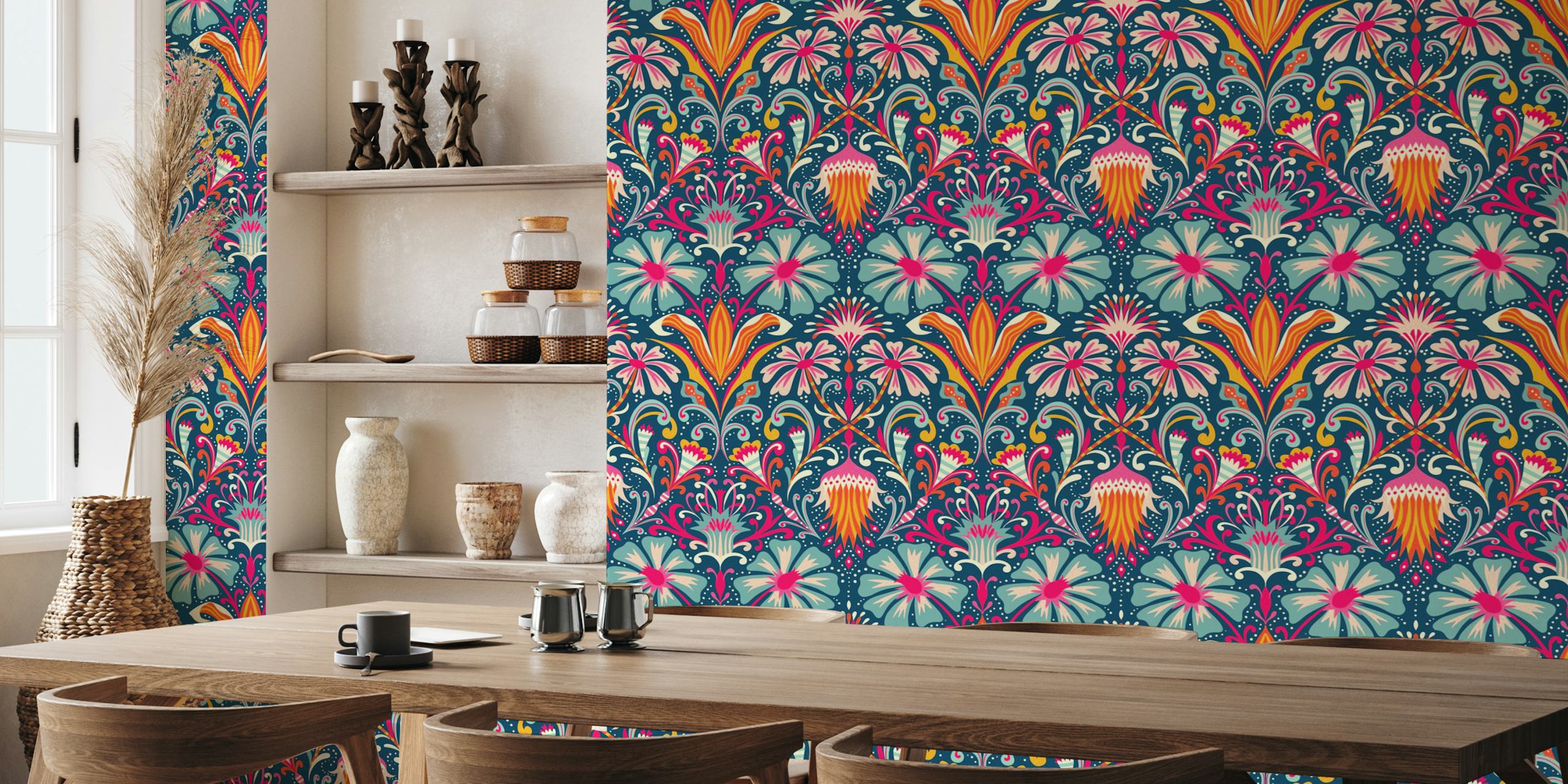 Carta da parati Floral jungle damask in una stanza