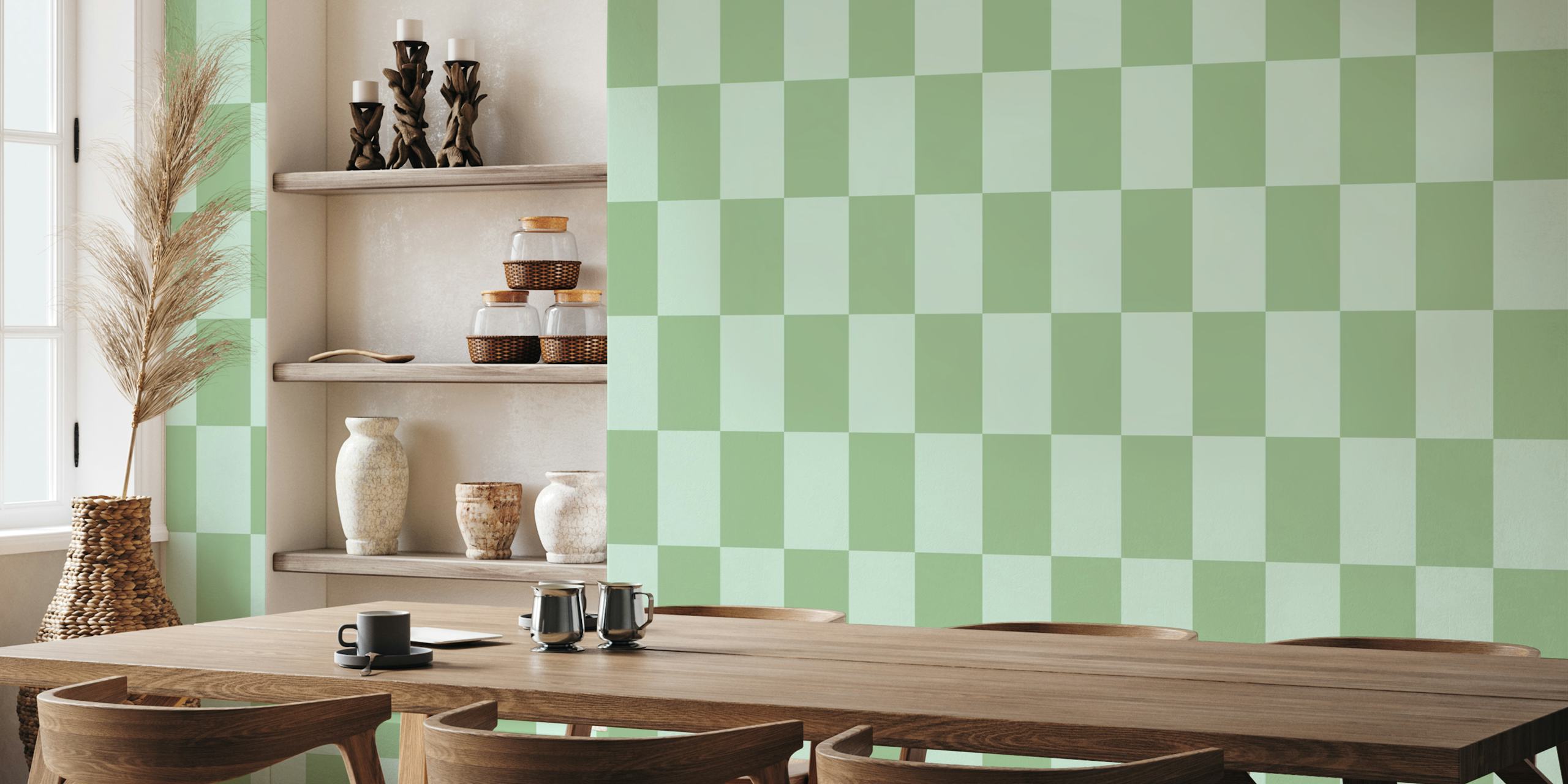 Vintage Green and Mint Green papel tapiz rectangular en una habitación