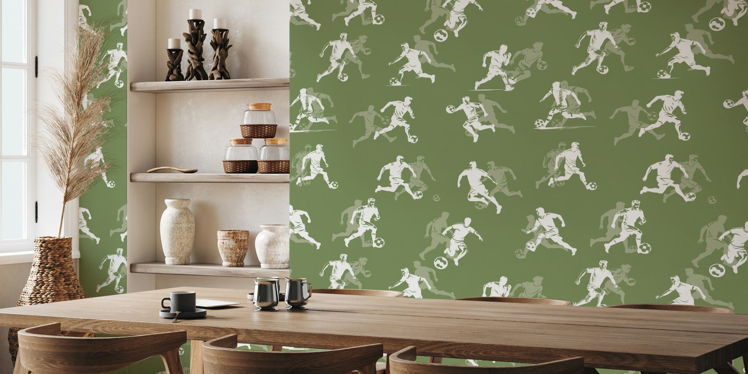 Soccer players wallpaper in a room