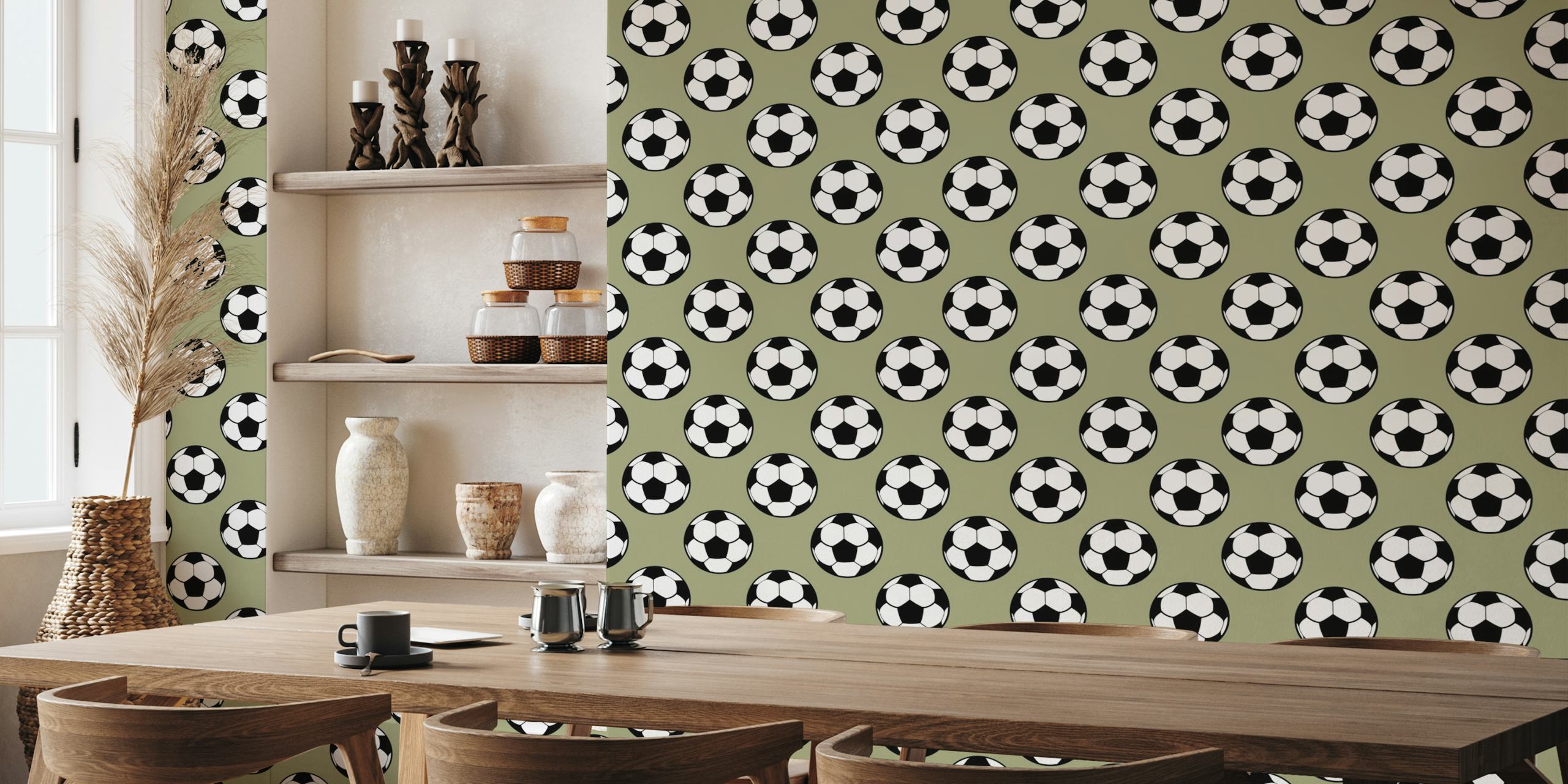 Soccer Ball Tapetdesign in einem Raum