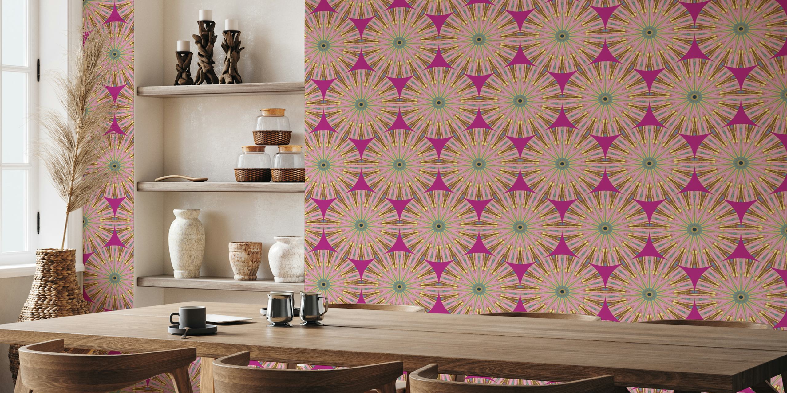 Decorative Retro Circle Burst wallpaper in a room