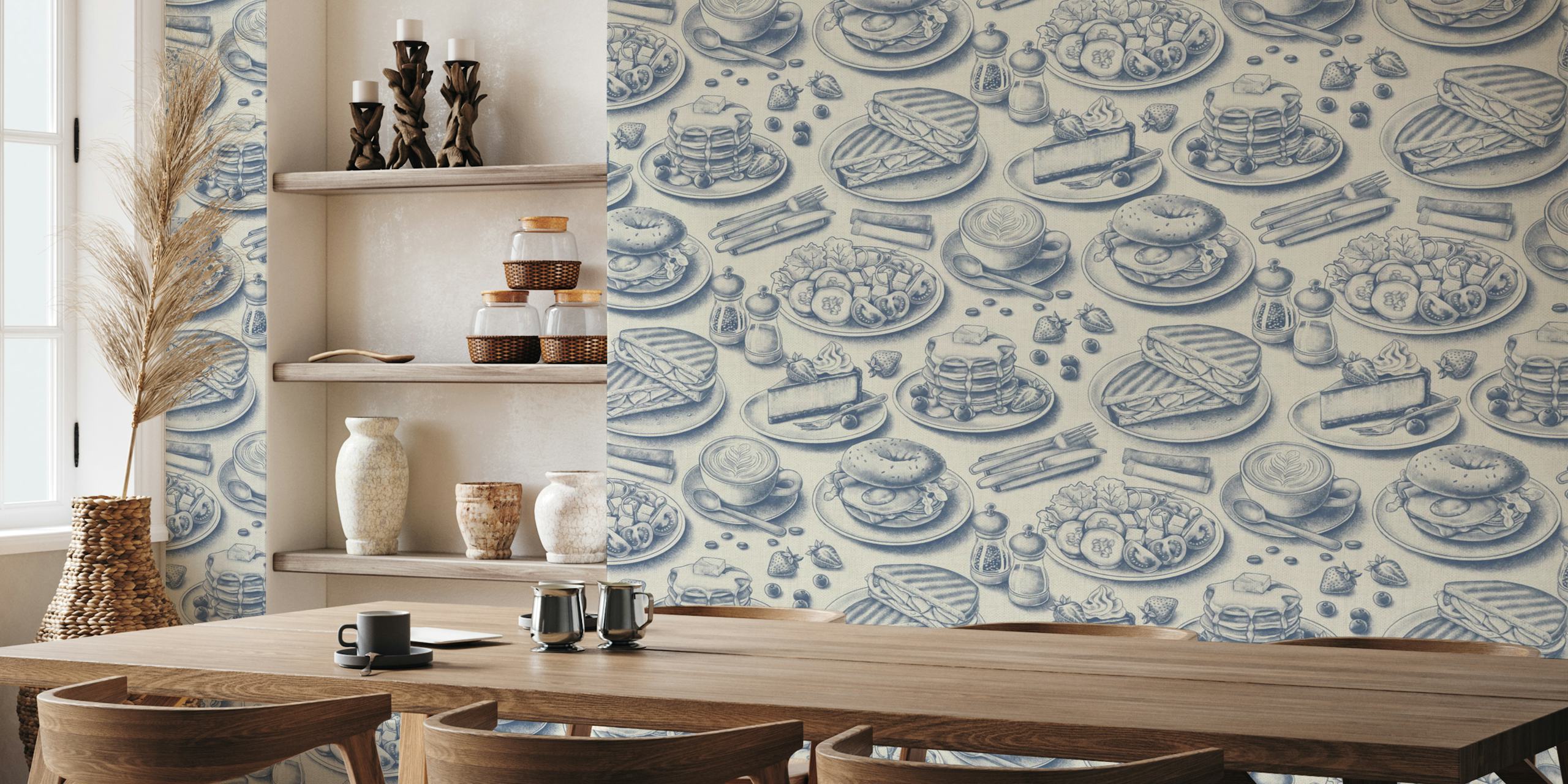 Coffee Shop Toile wallpaper in a room