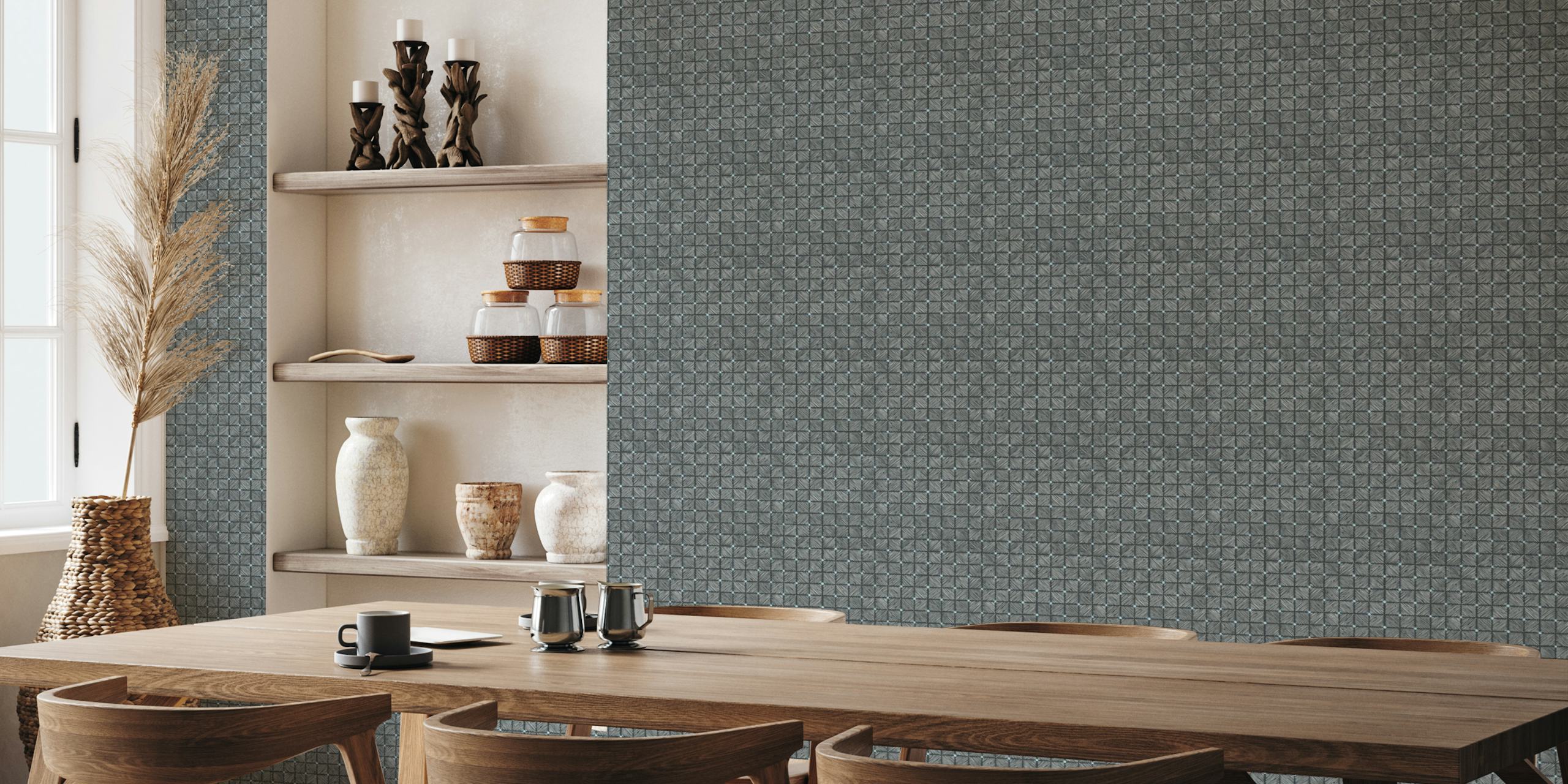 Blockprint Geometric Tile tapet i et rum
