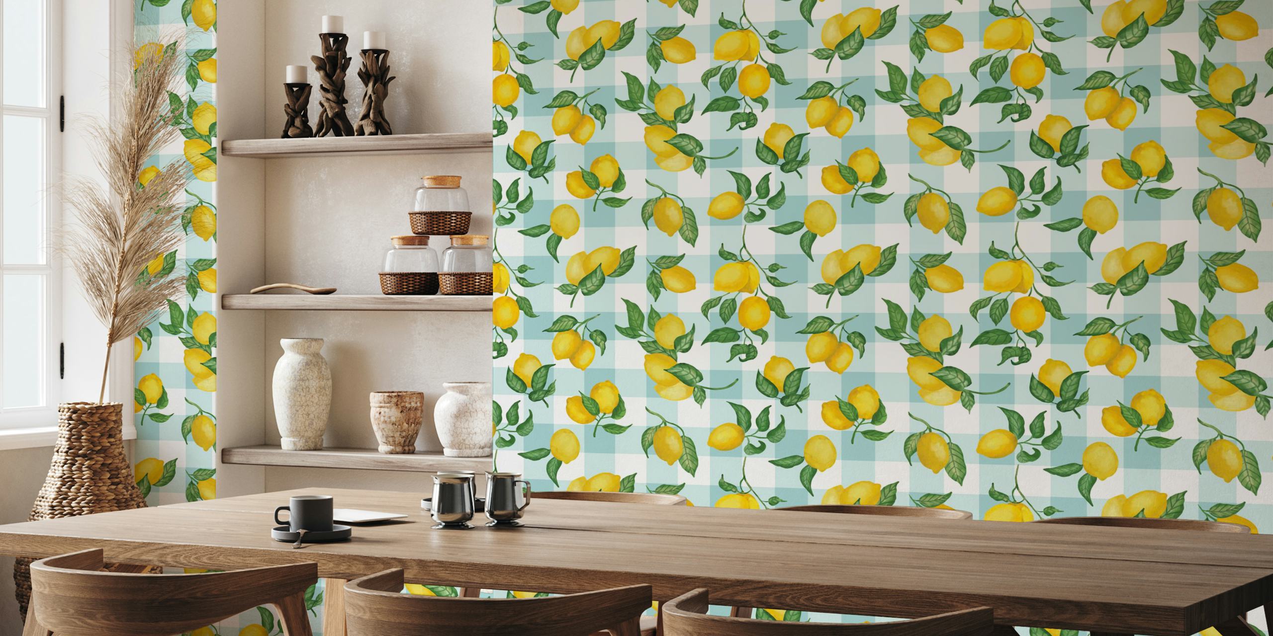 Papel de parede Lemon gouache em um quarto