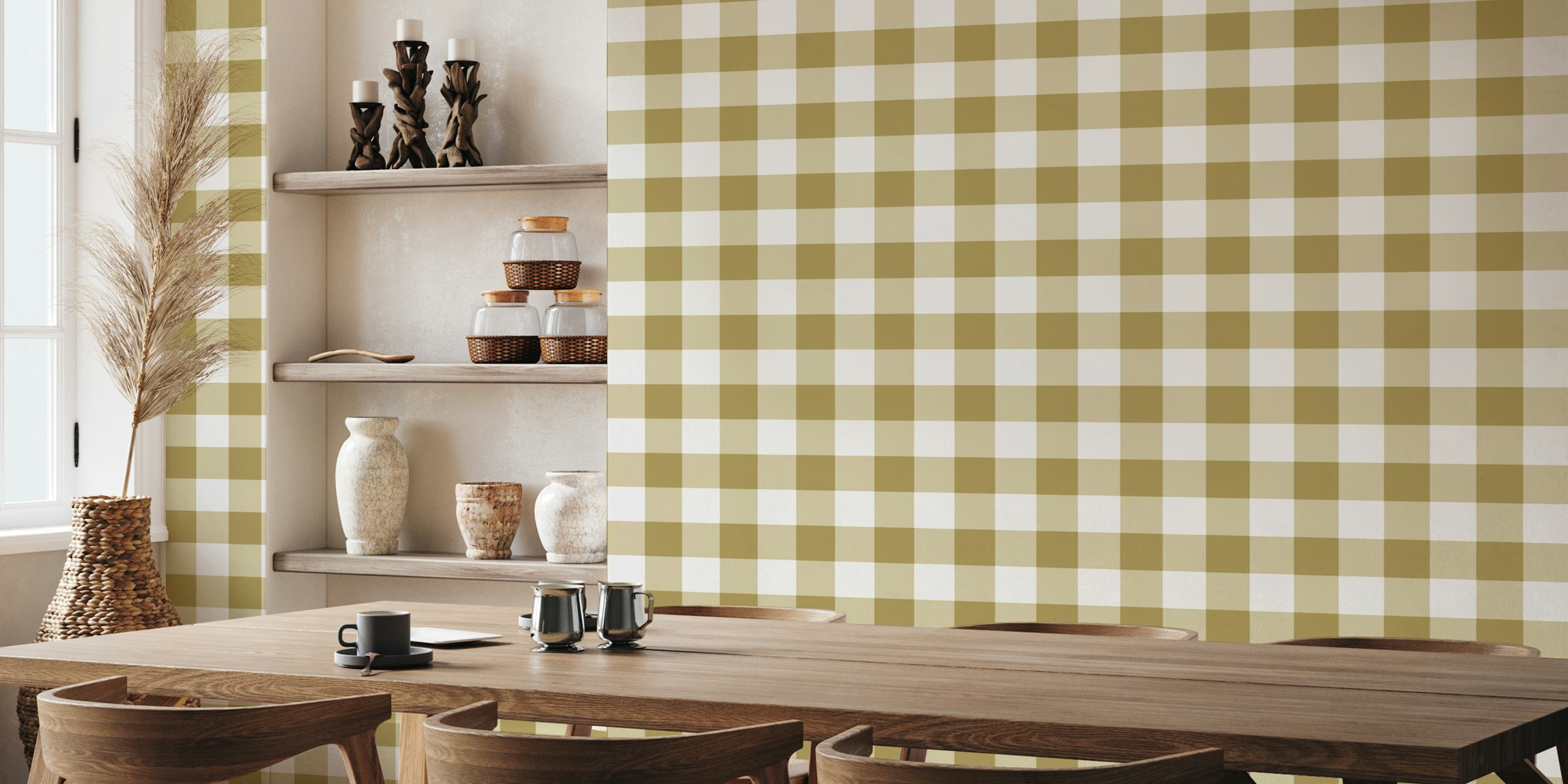 Gingham 7 Bronze tapet i et rom