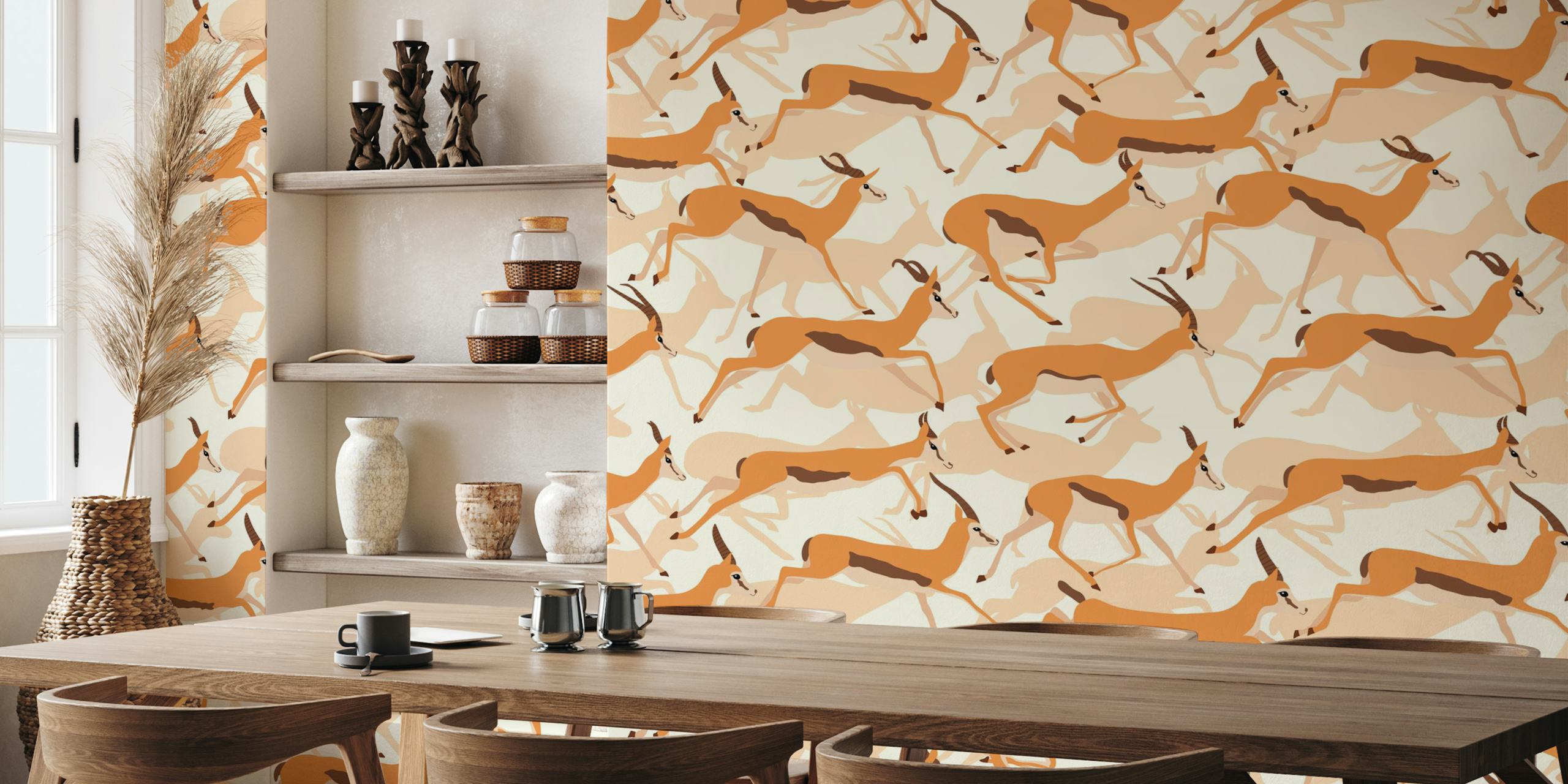 Running Gazelles Wallpaper Design in una stanza