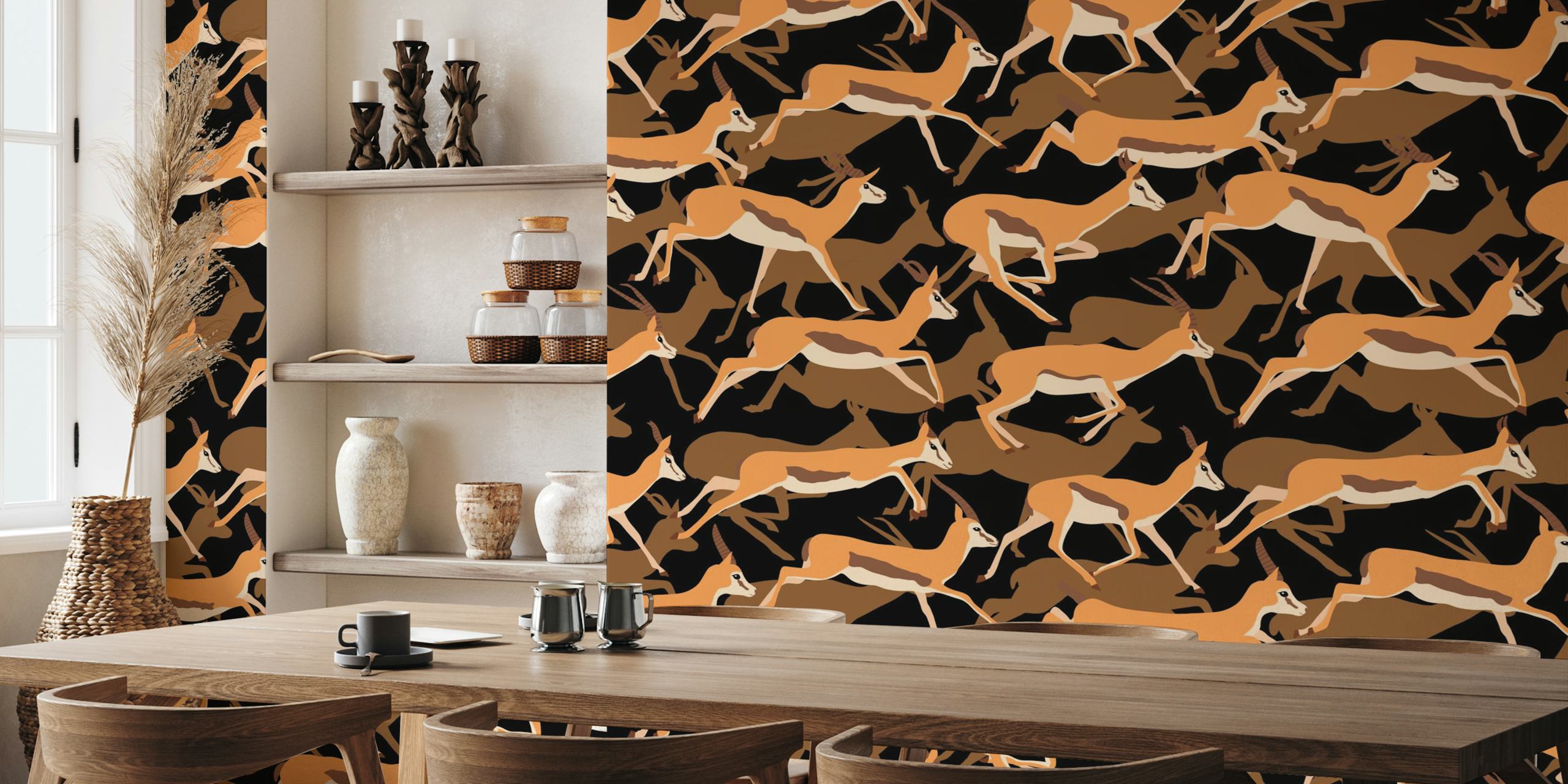 Running Gazelles wallpaper design in einem Raum