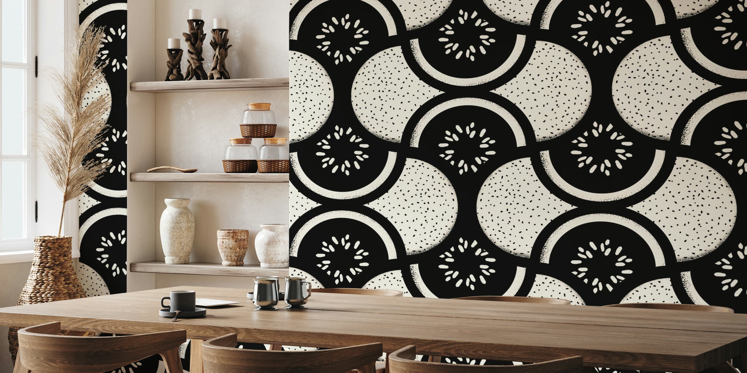 Art Deco black and white wallpaper in a room