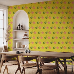 Bicycle Pattern in Lime Yellow
