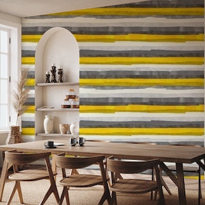 Rough Watercolor Stripes Gray and Yellow