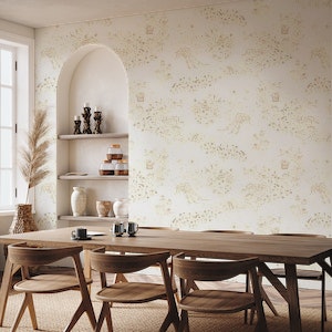 Whimsical garden toile large- sepia brown