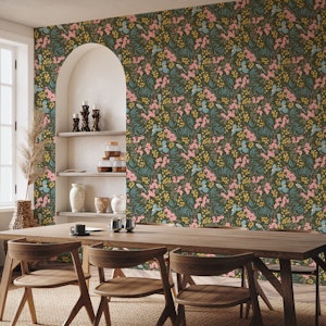 Magpie Floral Blooms in rifle green