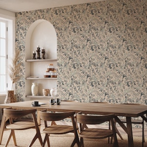 Magpie Floral Blooms in woodland grey + sand