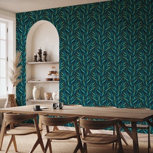 Wavy Fronds - Emerald Green / Teal