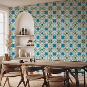 Talavera inspired tiles/ green and blue