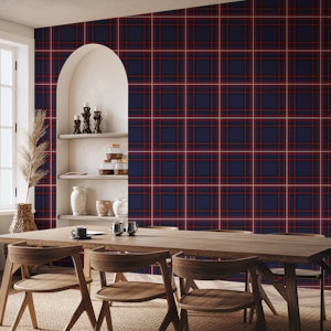 Navy and white tartan wallpaper
