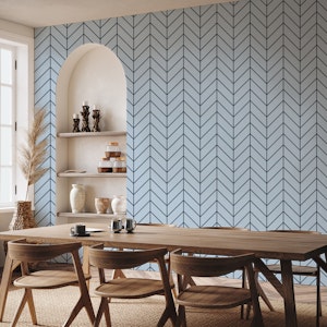 Chevron Pattern - Fog Blue and Navy Blue