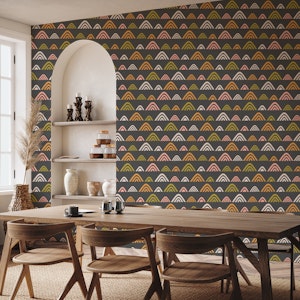 Over the hills abstract tribal shapes black
