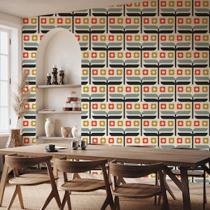 Stylised Retro Daisies Flower Blocks