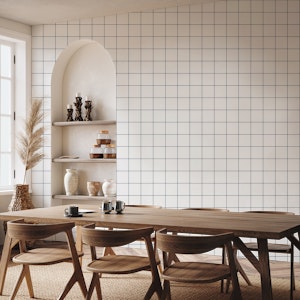Small Grid Pattern - White and Deep Blue