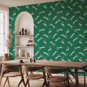 Exotic Leopards on Emerald Green WP