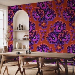 Pansies Floral - Burnt Orange / Purple