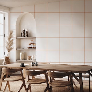 Large Grid Pattern - White and Orange