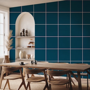 Large Grid Pattern - Deep Blue and White